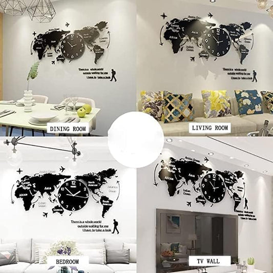 World Map Stylish 3D Wall Clock â Add Wanderlust to Your Walls