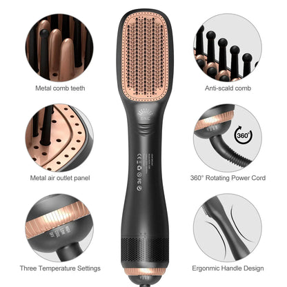 Portable Hair Dryer Brush Styler Hot Air Brush